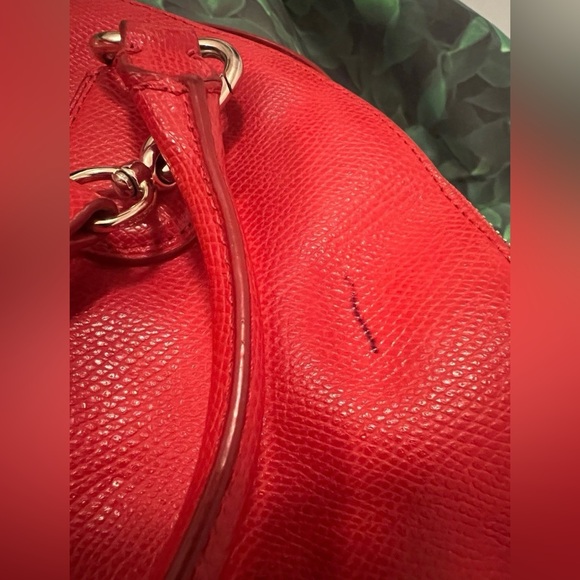 Authentic Coach Womens Red Leather Shoulder Double Handles Zipper Bag - Picture 5 of 10